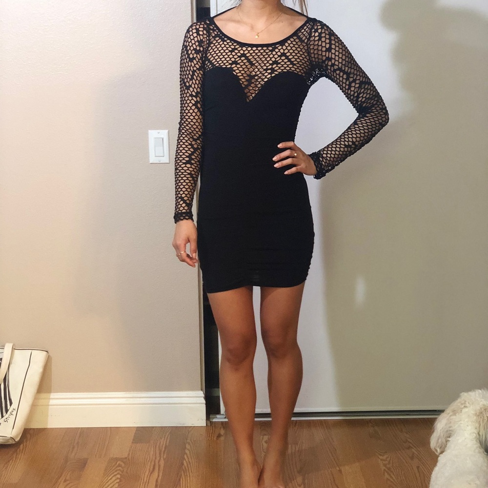 Black open back dress